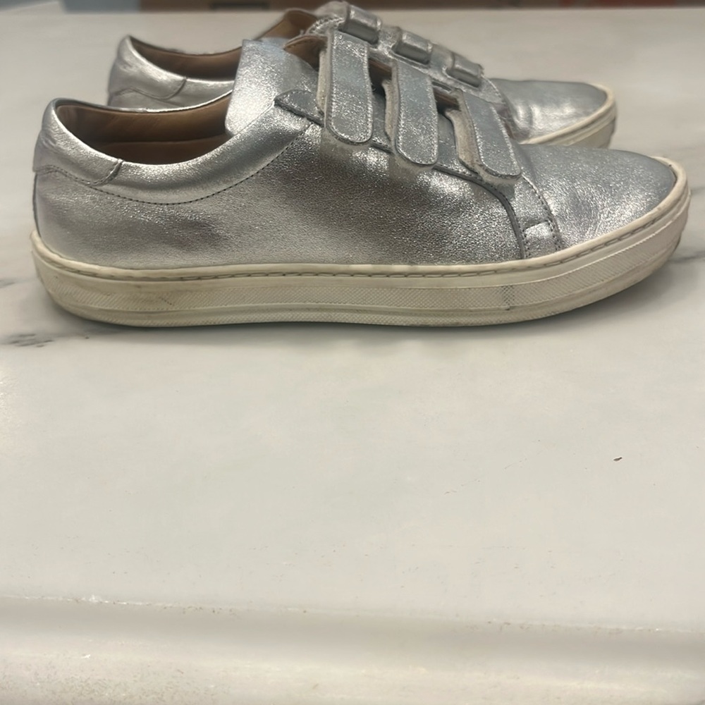 Silver leather sneakers